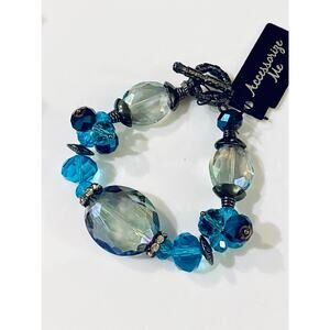 Ice Blues Beaded Toggle Bracelet